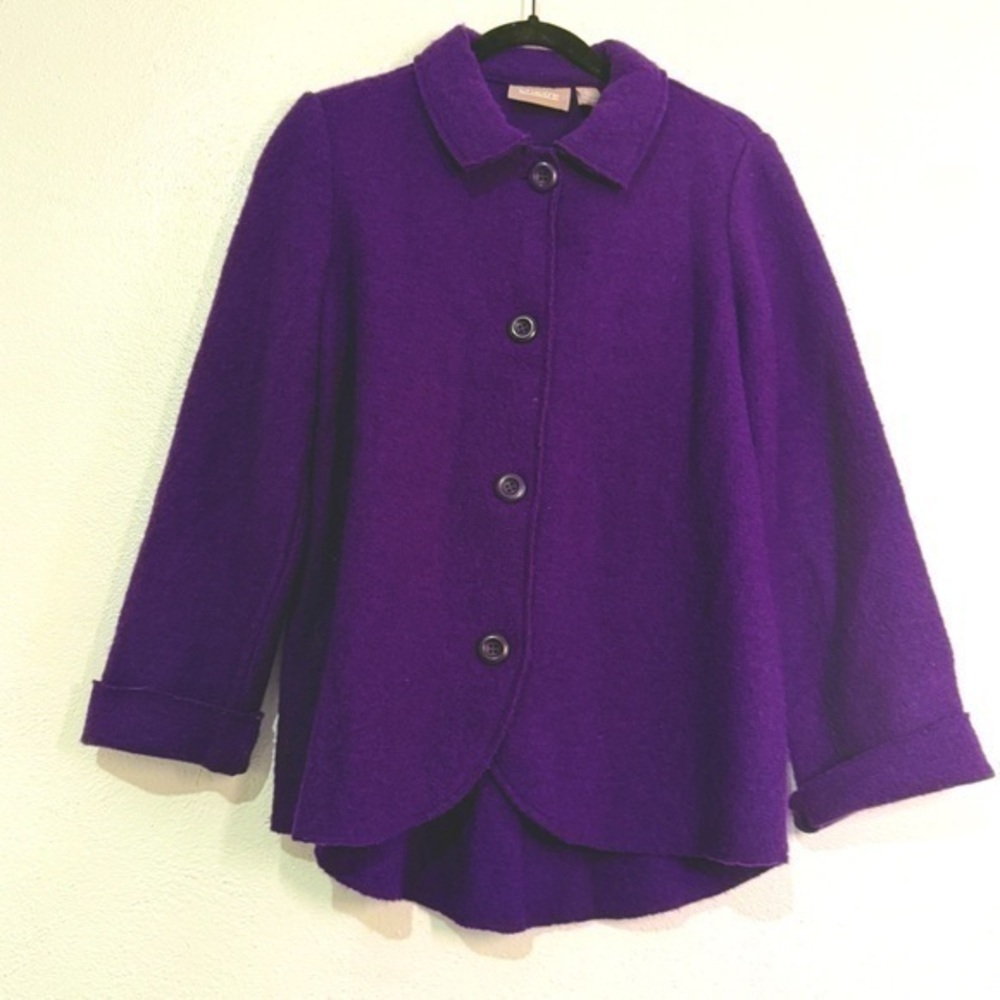 Chico's Vibrant Purple Wool Coat. Sz 0 (comparable to Sz 4).